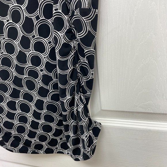 George Women Knit Geometric V-Neck Blouse Sleeveless Top Black White Large 12-14 - Picture 4 of 7